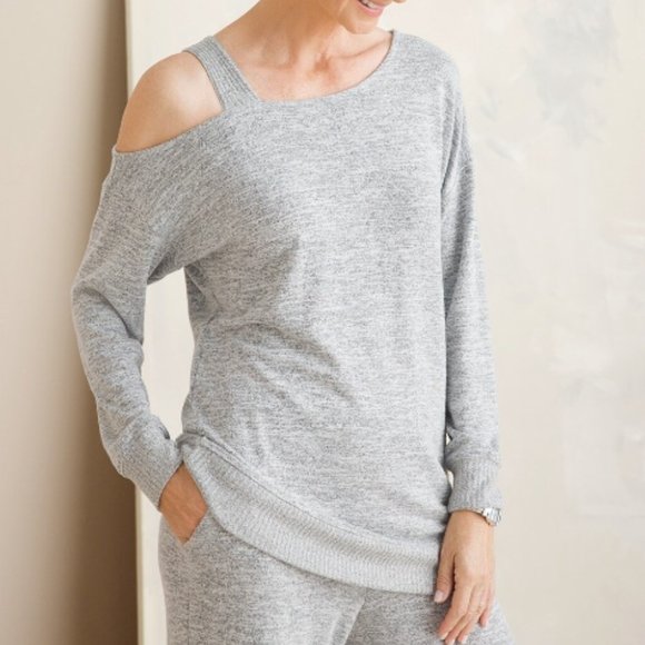 CHICOS + ZENERGY | Women's SOFT ESSENTIALS Relaxed Tunic Size 2 Grey Shoulder - Picture 1 of 10